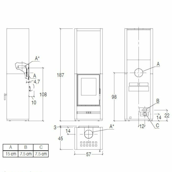 Piazzetta E928 H BCS stufa a legna 11,1 kW