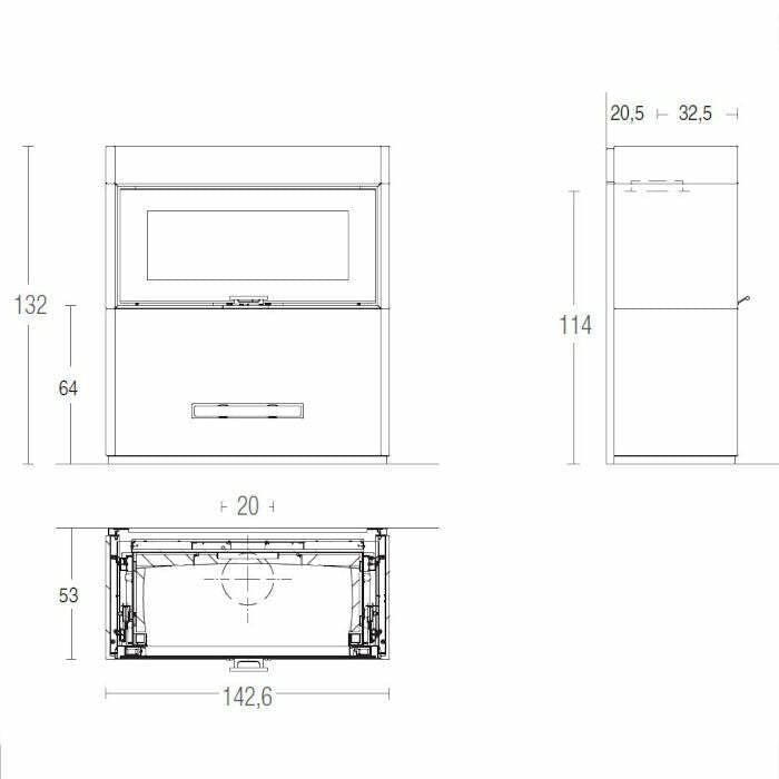 Piazzetta LUGANO MC 133/52 BL stufa caminetto a legna 14 kW
