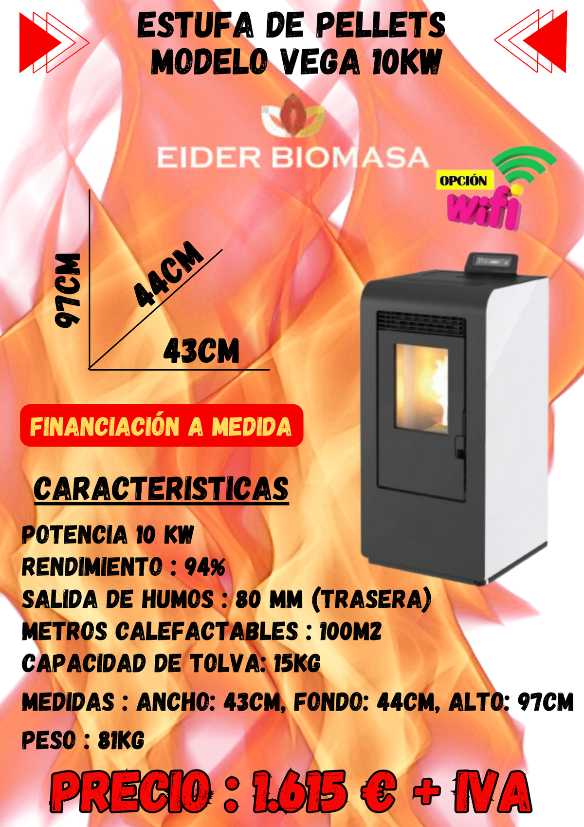 STUFA A PELLET – MODELLO VEGA 10KW