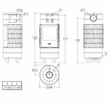 Piazzetta CIRCLE stufa a legna 7,2 kW scarico superiore base rotante
