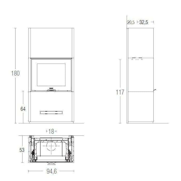 Piazzetta DAVOS MC 85/55 BL stufa caminetto a legna 11 kW
