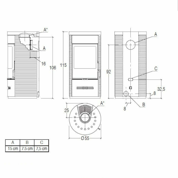 Piazzetta E929 D stufa a legna 7,9 kW