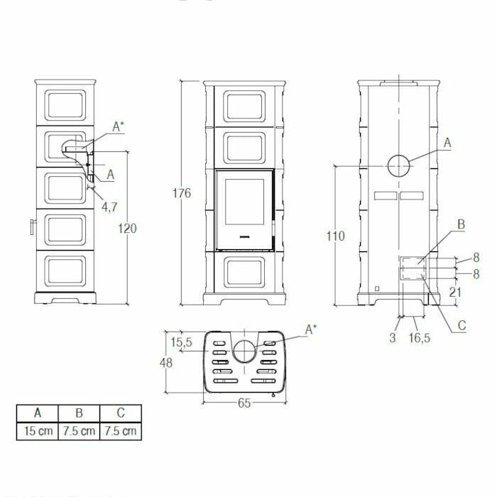 Piazzetta E928 C-M BCS stufa a legna 11,1 kW