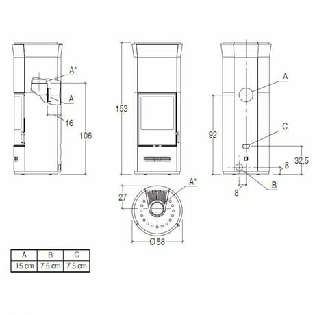 Piazzetta E929 T stufa a legna 7,9 kW