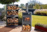 Stufa da giardino TOSCANA con forno per pizza, barbecue e affumicatore – in vero acciaio grezzo