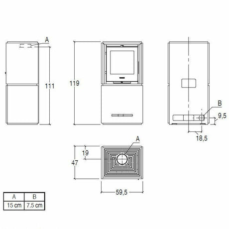 Piazzetta QUBE 2 stufa a legna 9 kW